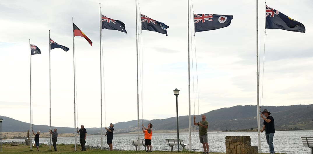 Flag raising ceremony.