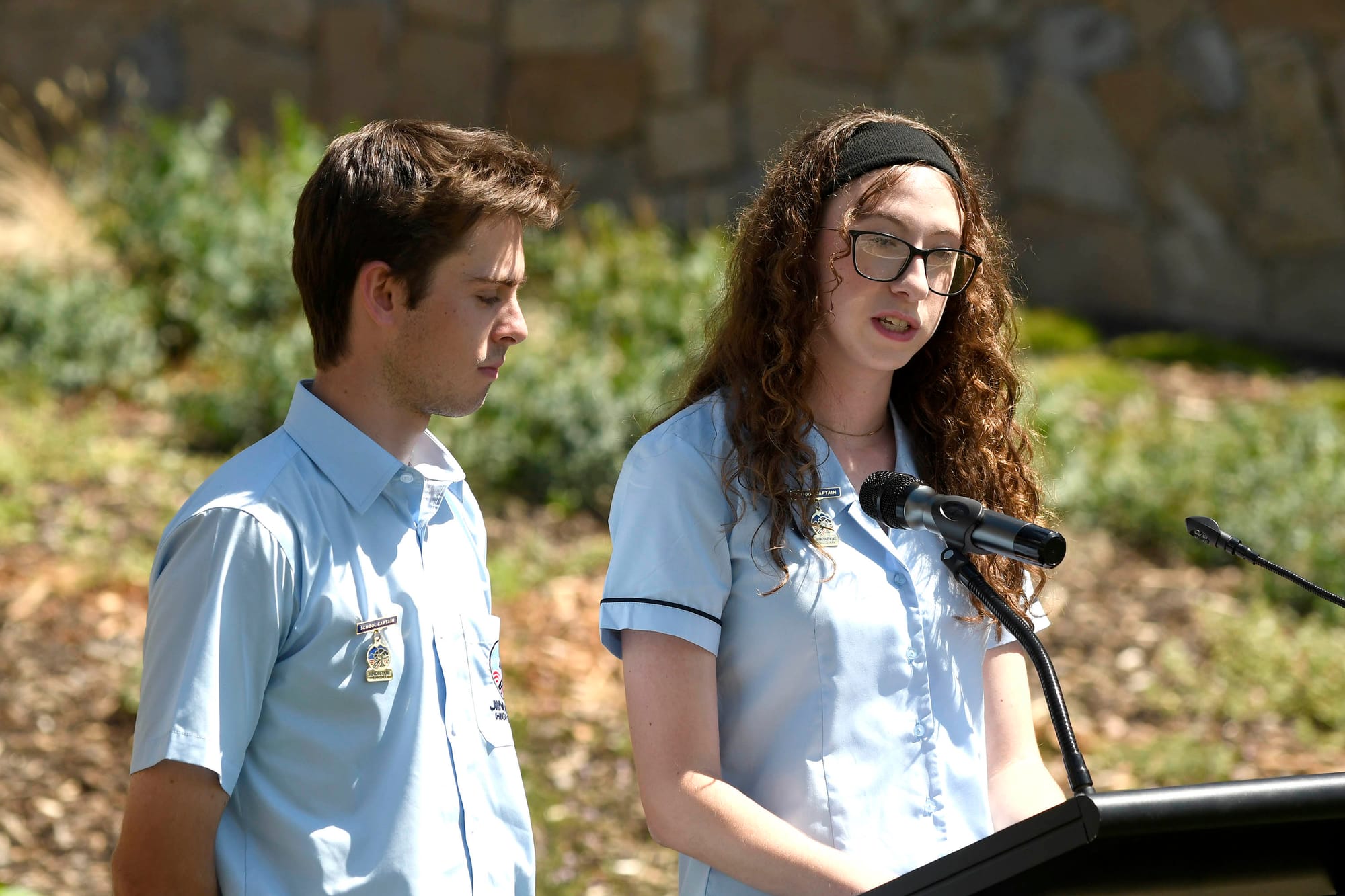 High school captains Ryan Anderson and Hunter Clark made speeches at the opening ceremony.