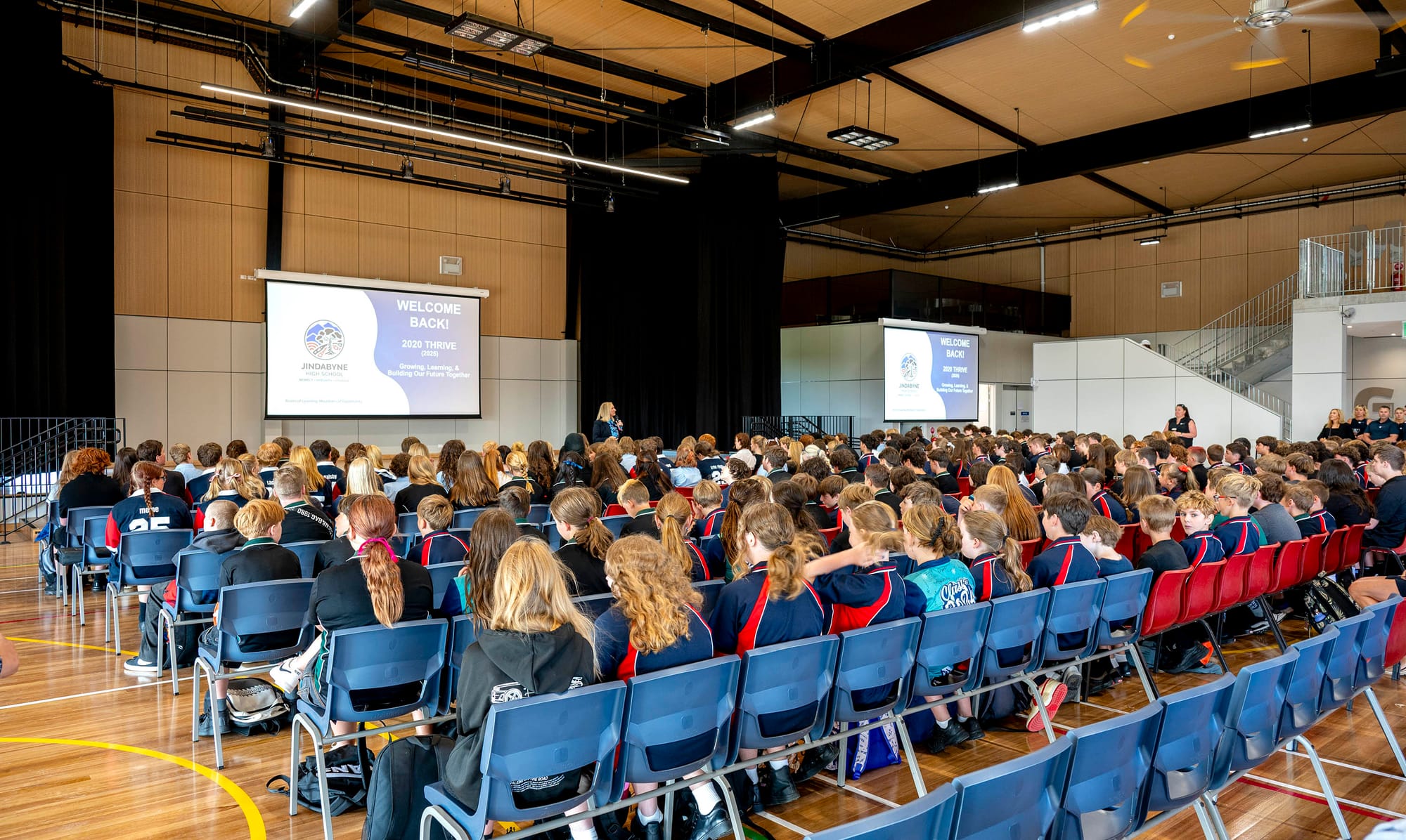 The first high school assembly at the new school.