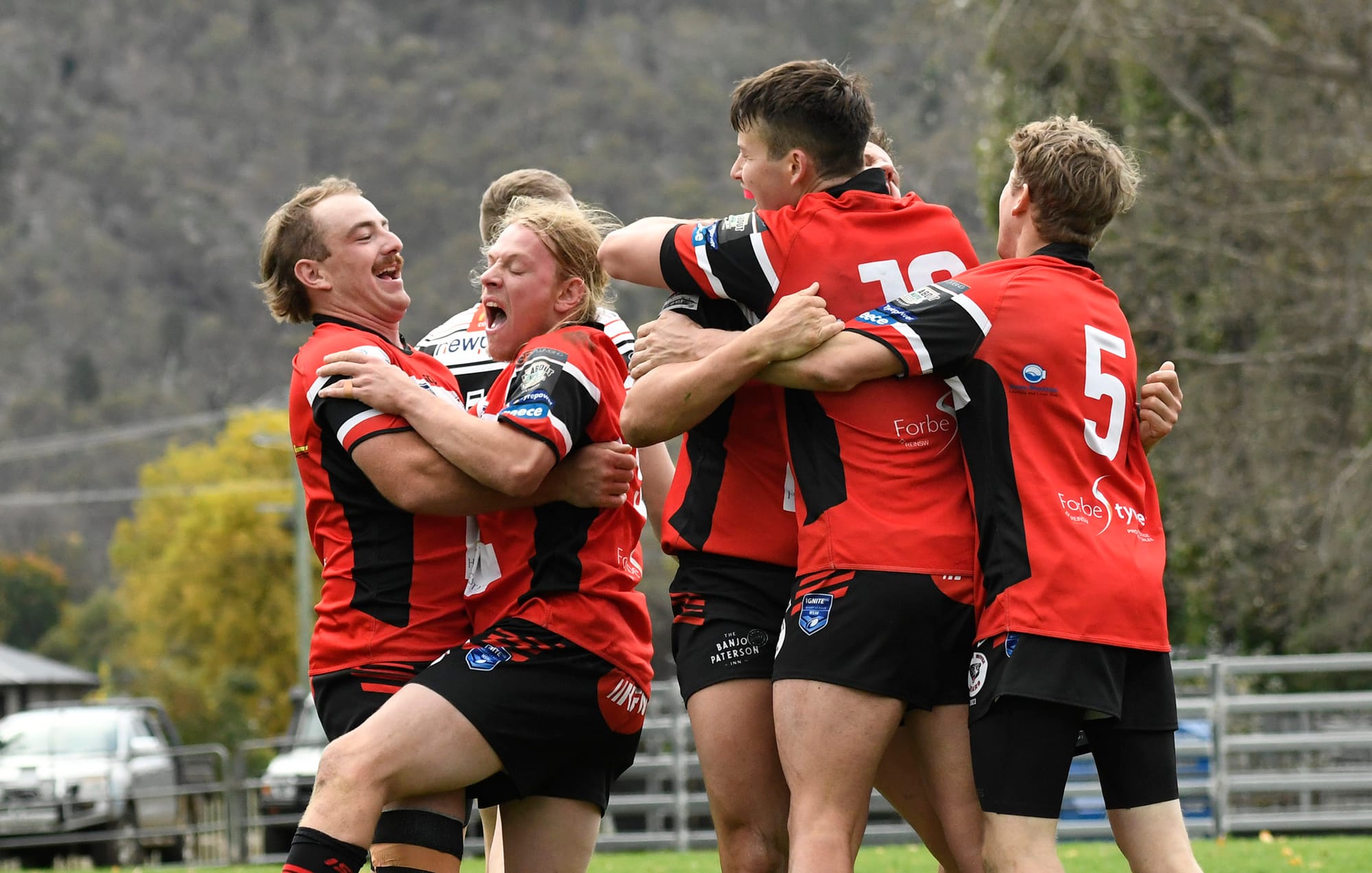 Celebrations at the full time siren for the Snowy River Bears.