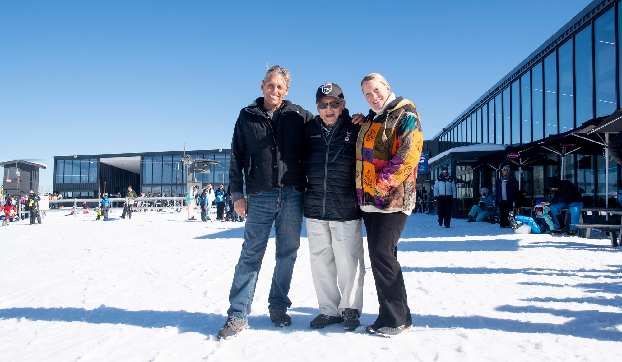 Steve and Sara Collins with Tommy Tomasi at the Selwyn Centre.