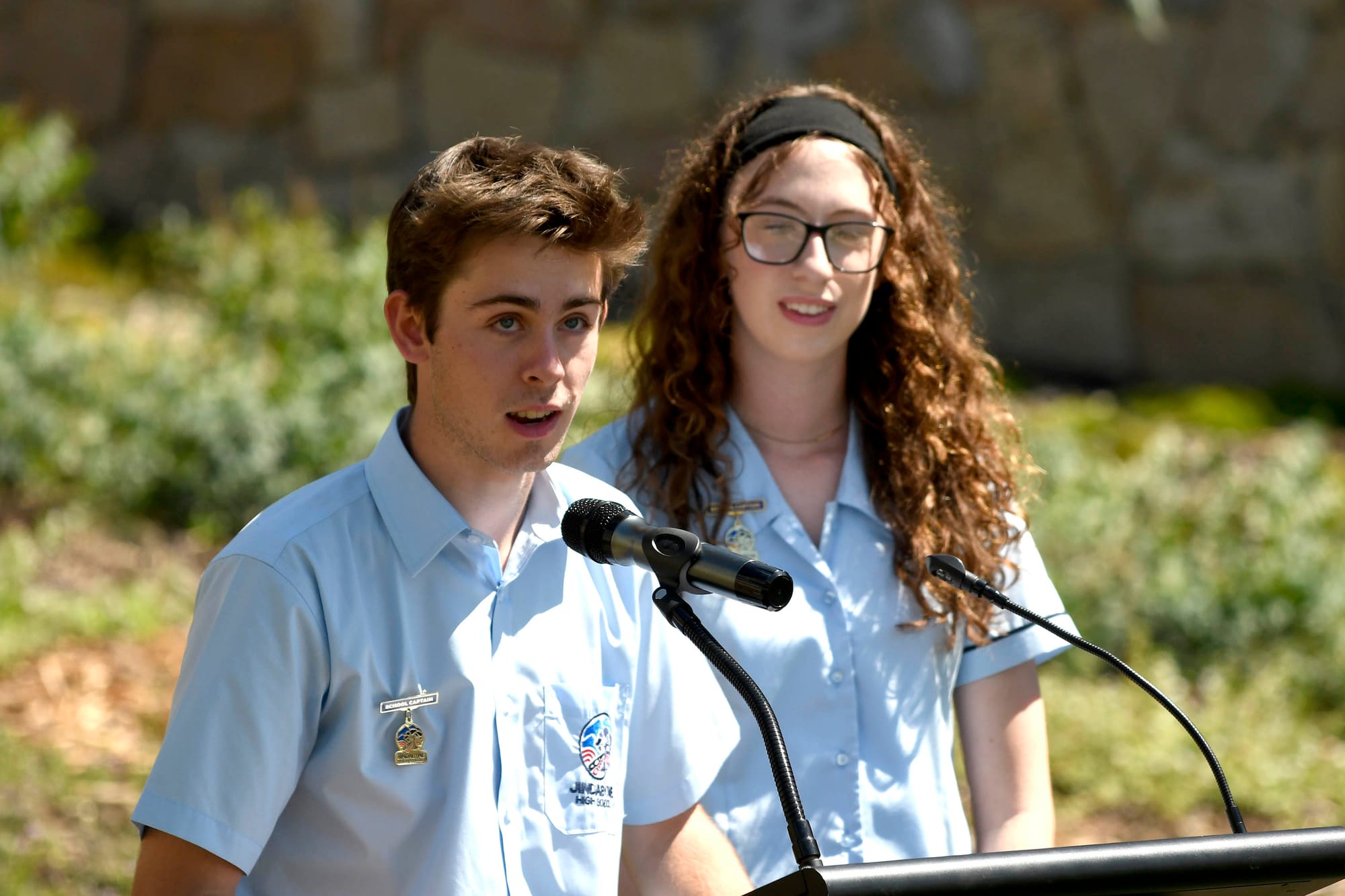 High school captains Ryan Anderson and Hunter Clark made speeches at the opening ceremony.