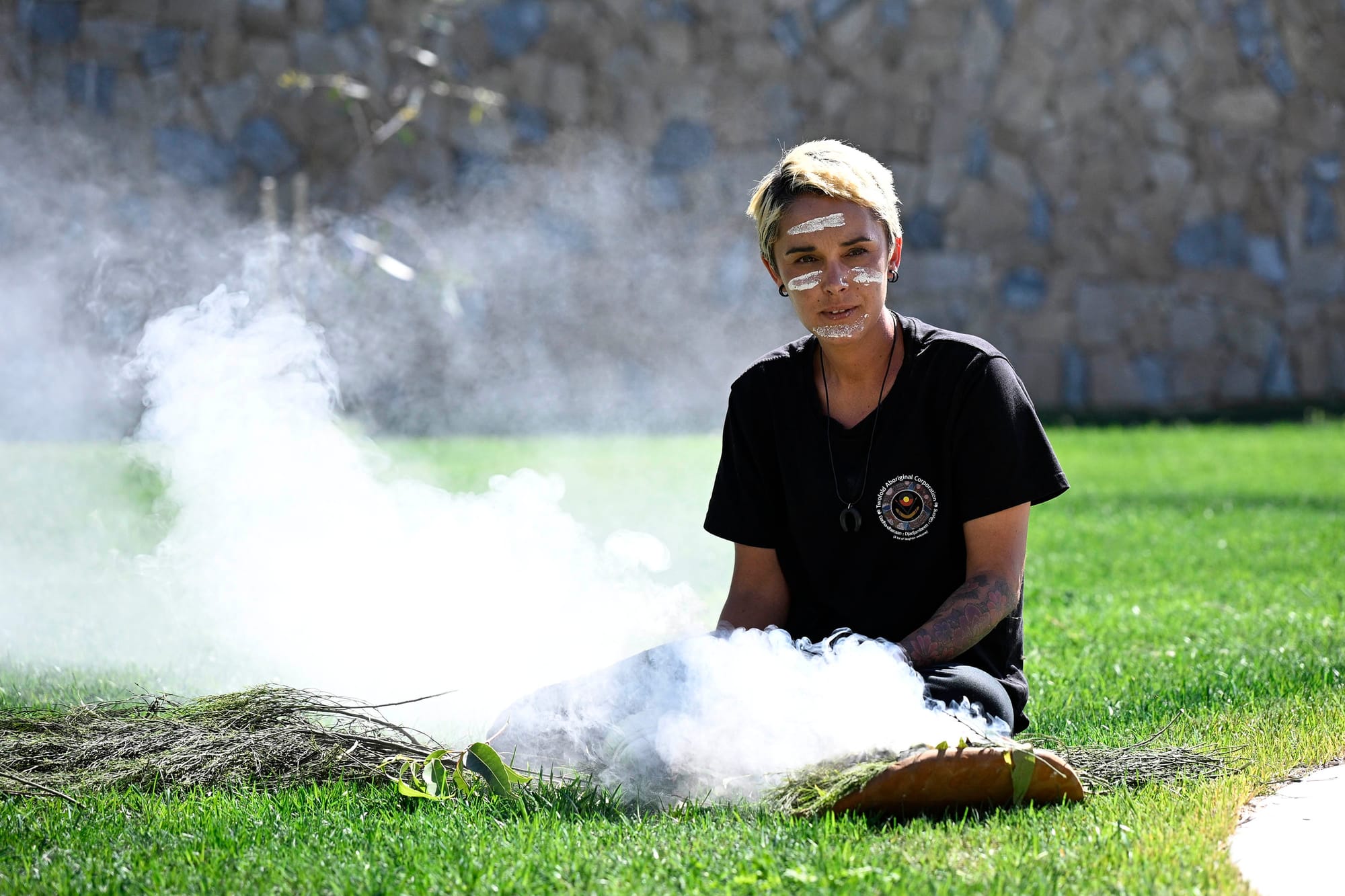 The Welcome to Country smoking ceremony.