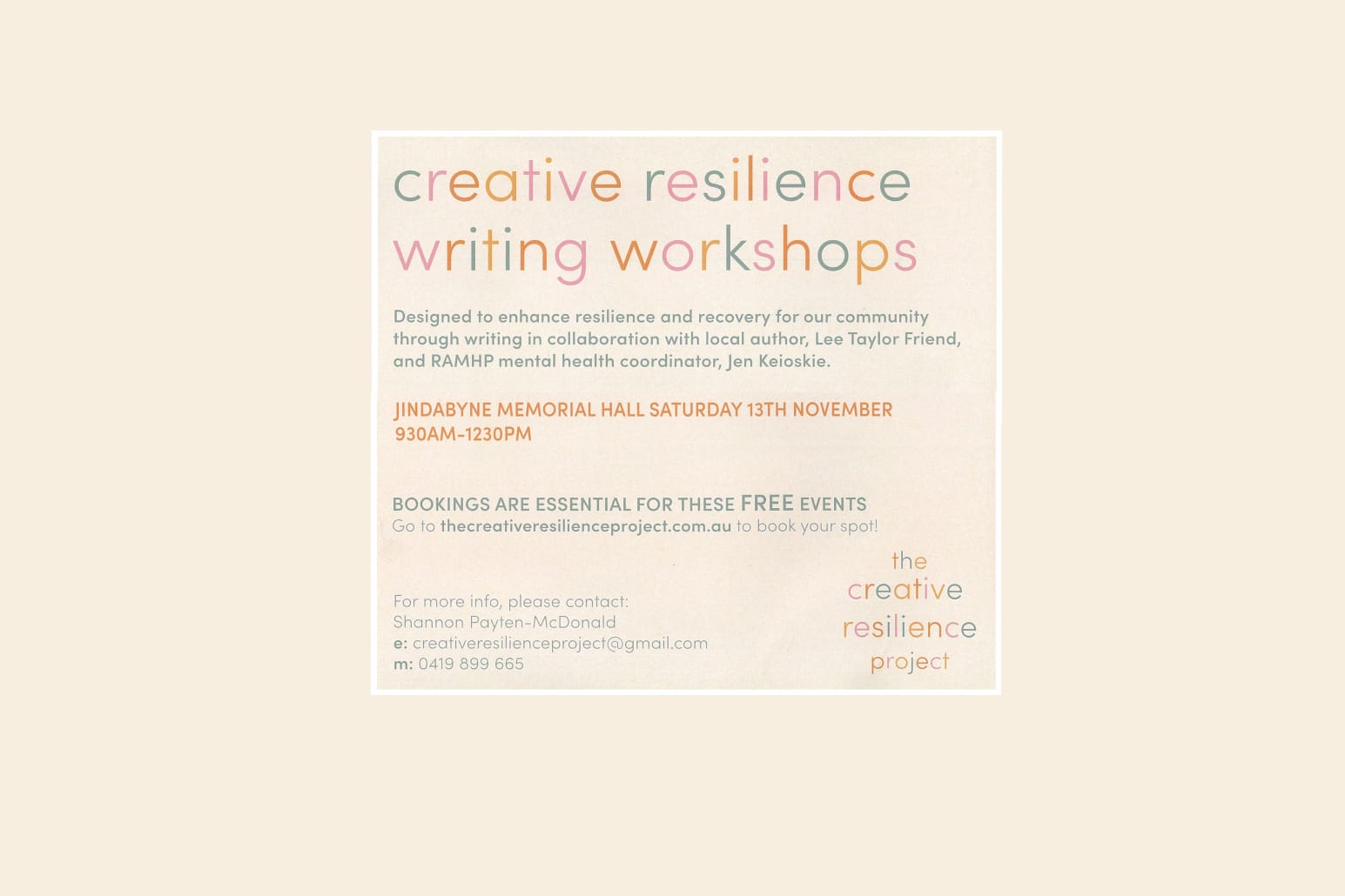 Creative Resilience Writing Workshops Post image